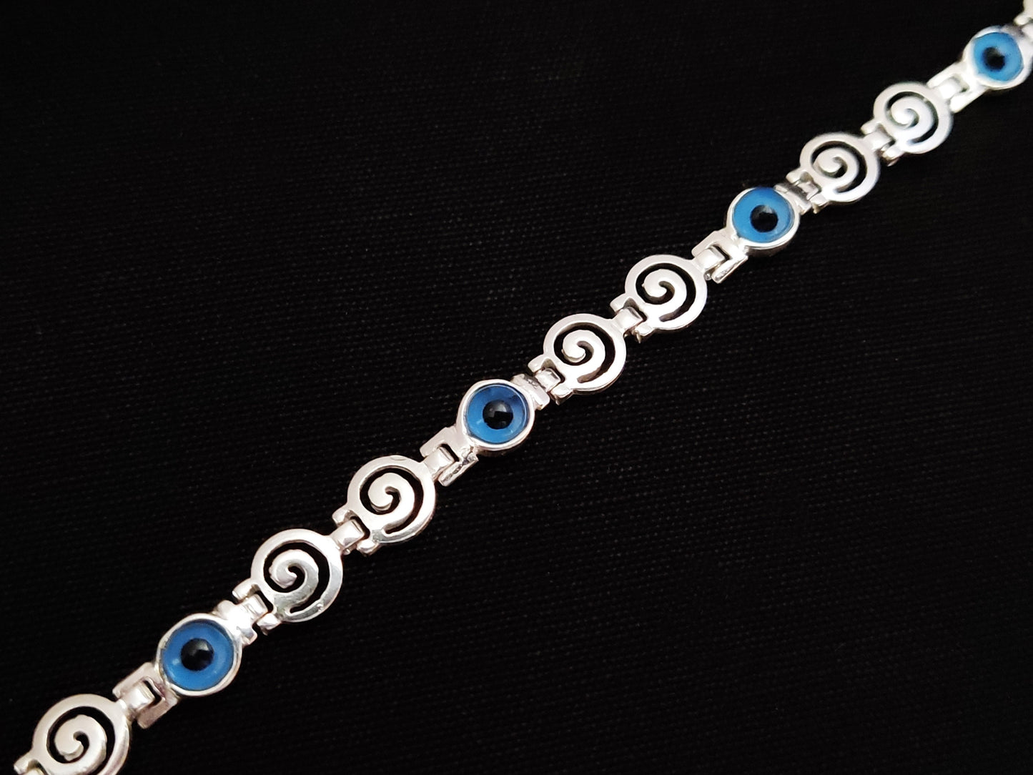 Greek Evil Eye Spiral Bracelet 7mm