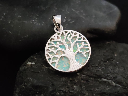 Sterling Silver 925 White Opal Tree Of Life 18mm Pendant, Silver Tree Of Life Pendant, Greek Silver Pendant, Lebens Baum Anhanger, Grecque