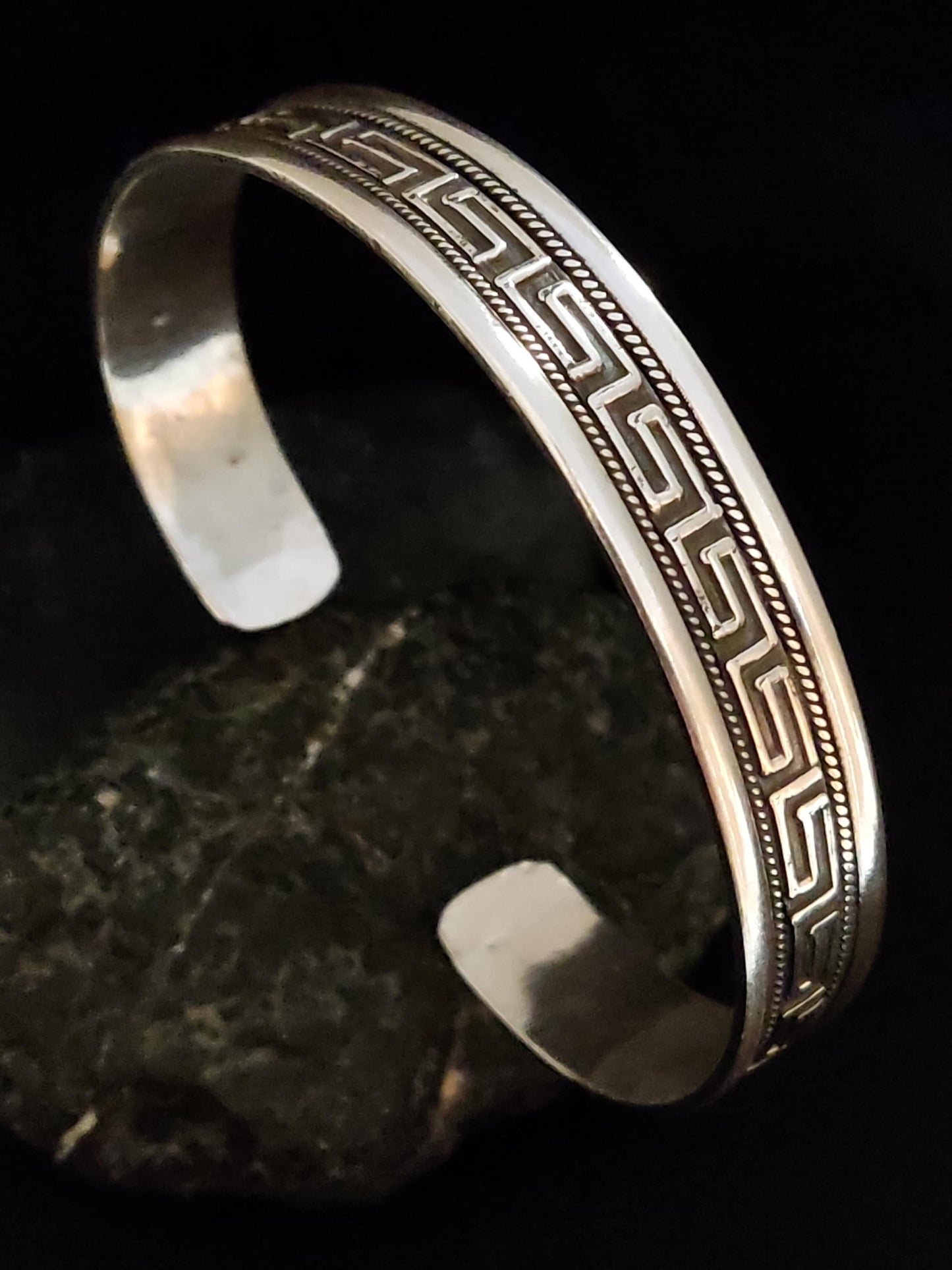 Greek Silver Cuff Bracelet 11mm, Greek Key Meander Men Women Unisex Jewelry From Greece, Griechischer Silber Armband Schmuck, Bijoux Grecque