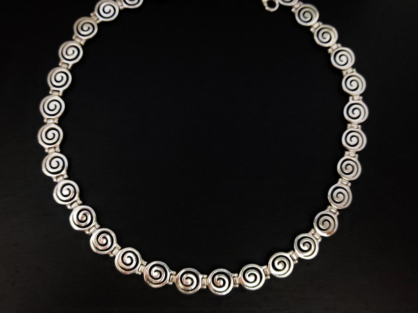 Greek Silver Spiral 10mm Necklace, Sterling Silver 925 Jewelry From Greece, Griechischer Silber Kette Schmuck, Bijoux Grecque Collier, Swirl