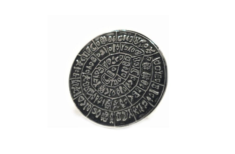 Sales 2018, Sterling Silver 925 Ancient Greek Minoan Phaistos Disc Ring 24mm ,Greek Ring , Phaistos Disc , Grecian Jewelry , Ancient Disc
