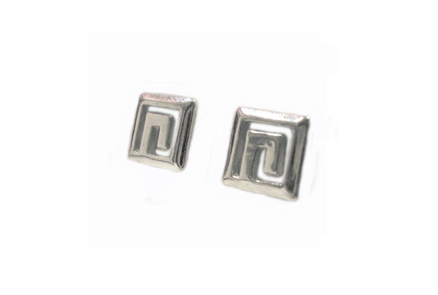 Ancient Greek Eternity Key Meander Square Studs Earrings Sterling Silver 925, Griechische Silber Ohrringe, Boucles d'oreilles Grecque Argent