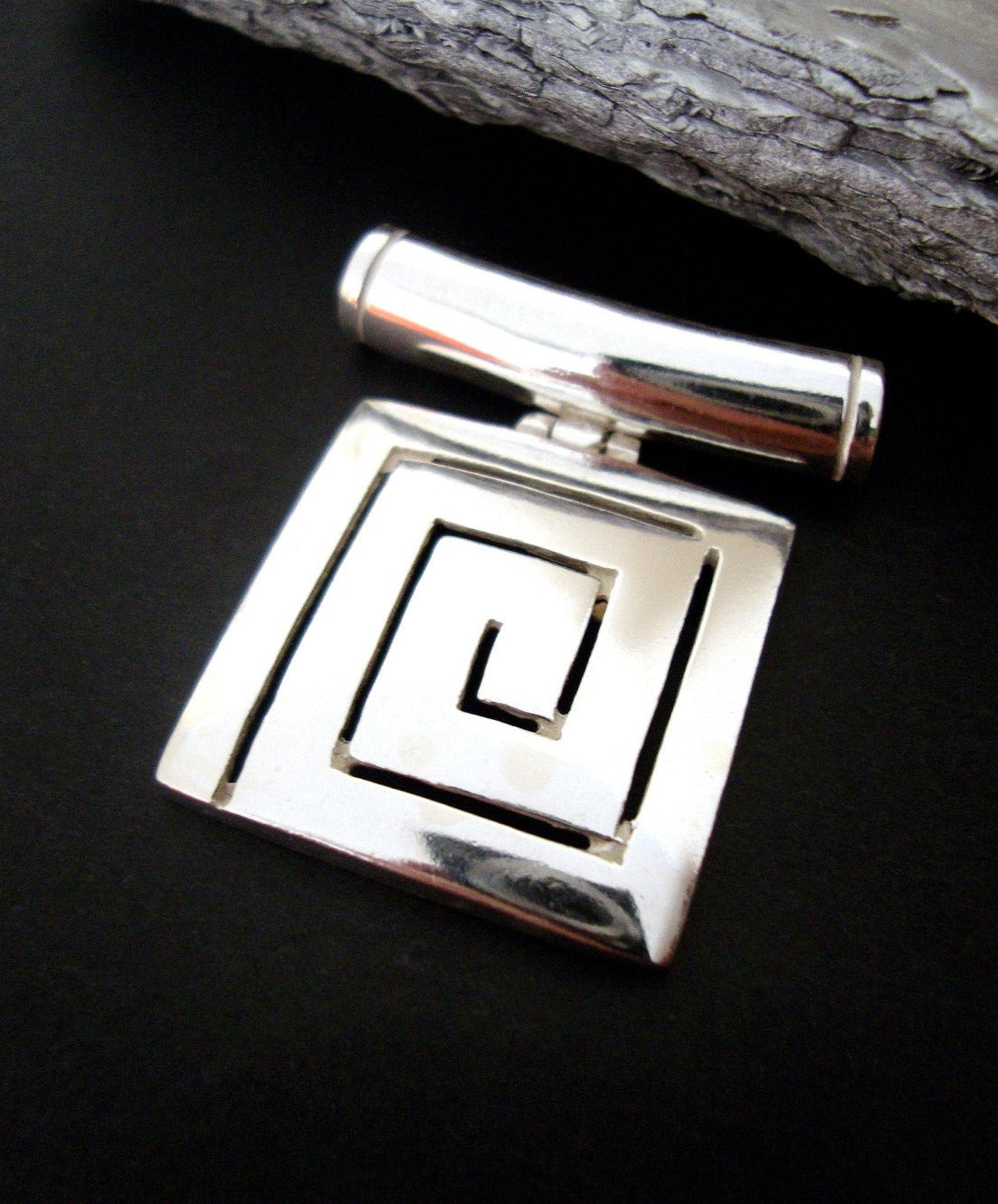 Greek silver square pendant