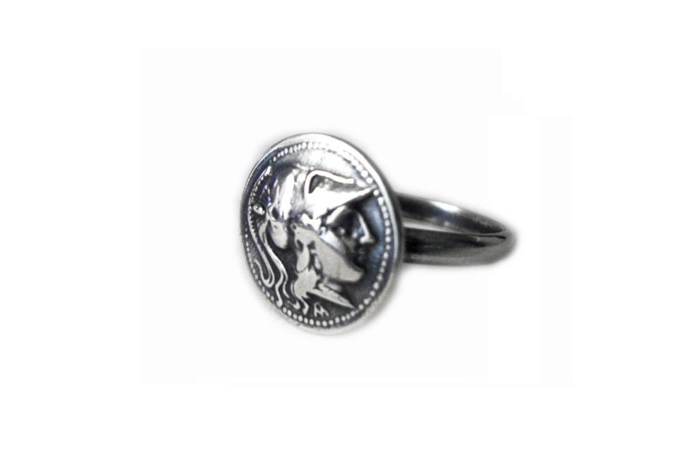Sterling Silver 925 Ring Ancient Greek Goddess Athena Minerva 14mm, Greek Jewelry, Griechischer Silber Schmuck, Bijoux Grece Grecque, Gods