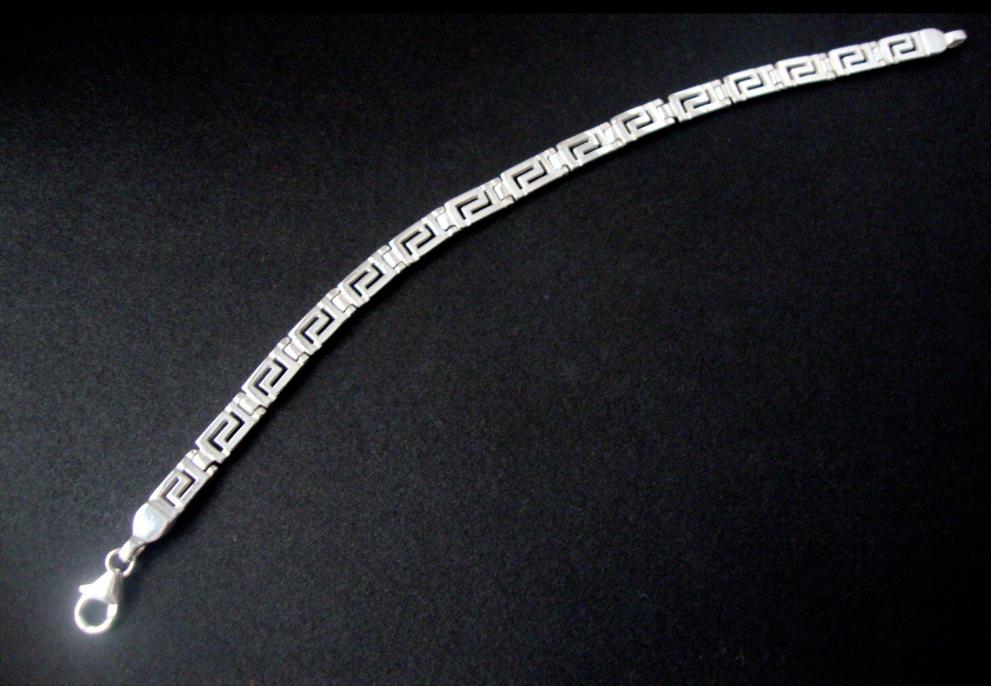 Sterling Silver 925 Ancient Greek Eternity Key Meander Bracelet, All Sizes, Silver Greek Bracelet, Silber Griechische Armband,Bijoux Grecque