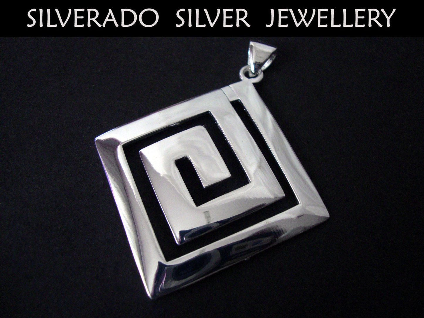 Sterling Silver 925 Ancient Greek Eternity Meander Key Pendant 50 mm