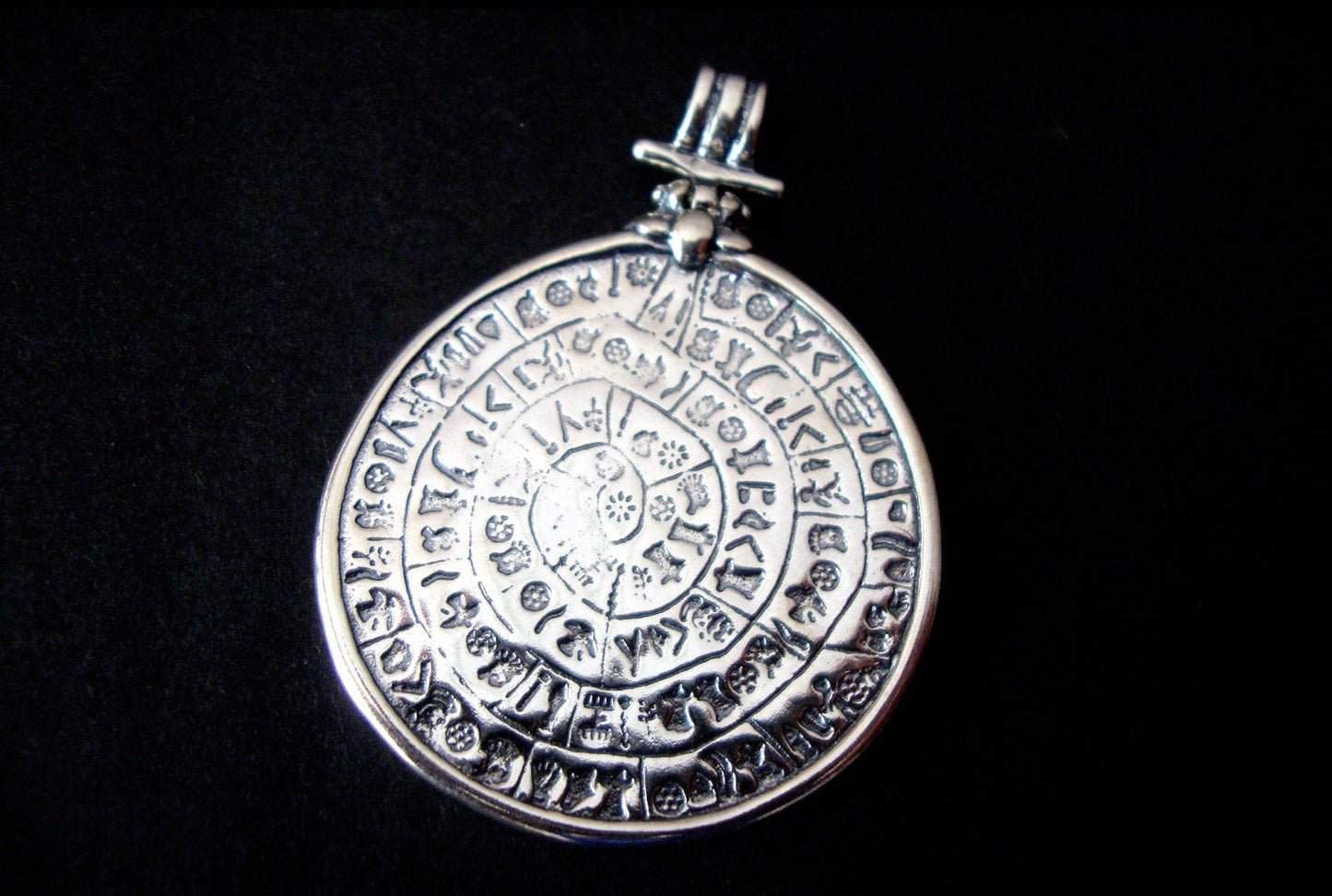 Phaistos Disc Silver Pendant 36mm