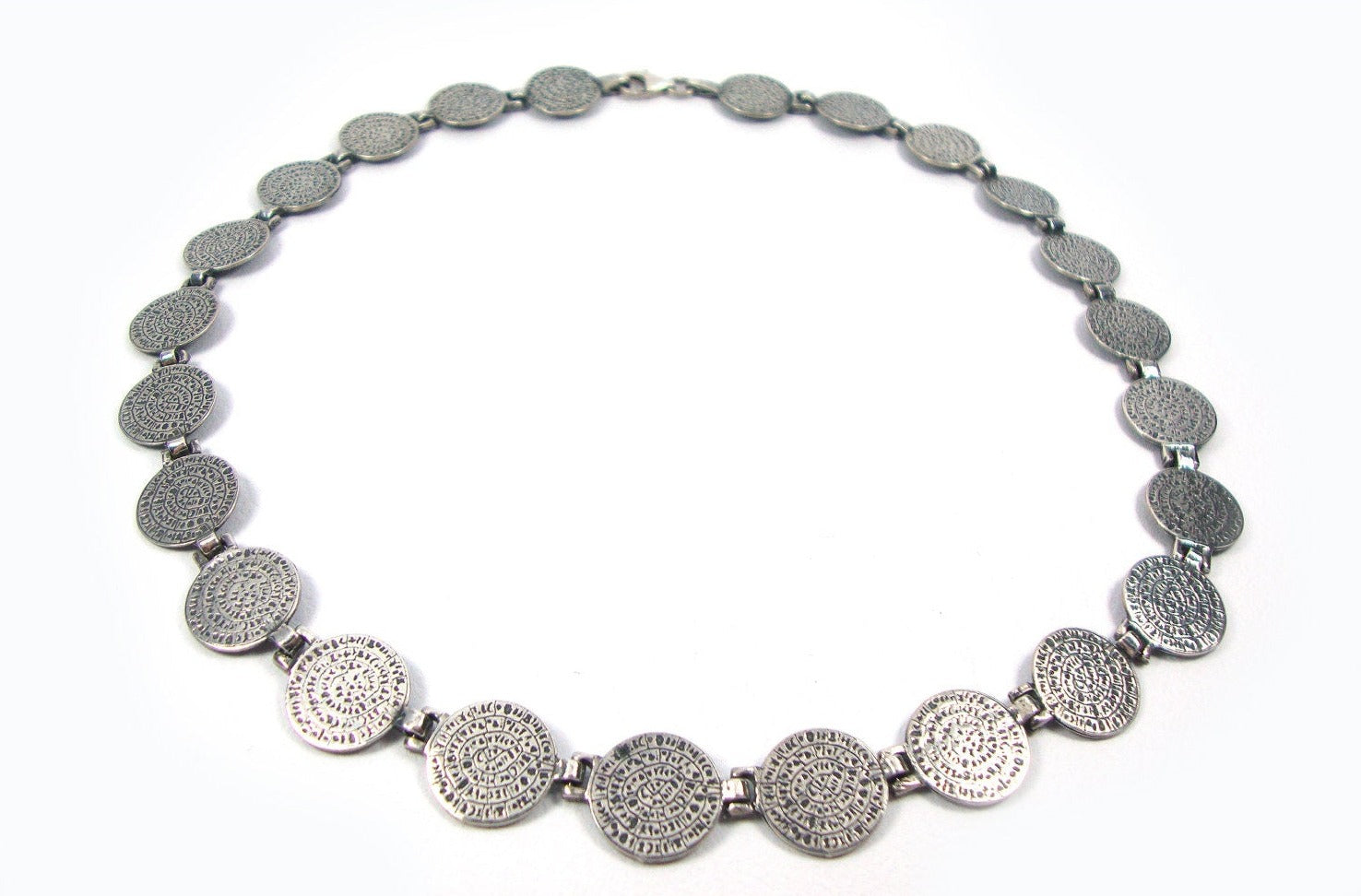 Phaistos Disc Silver Necklace