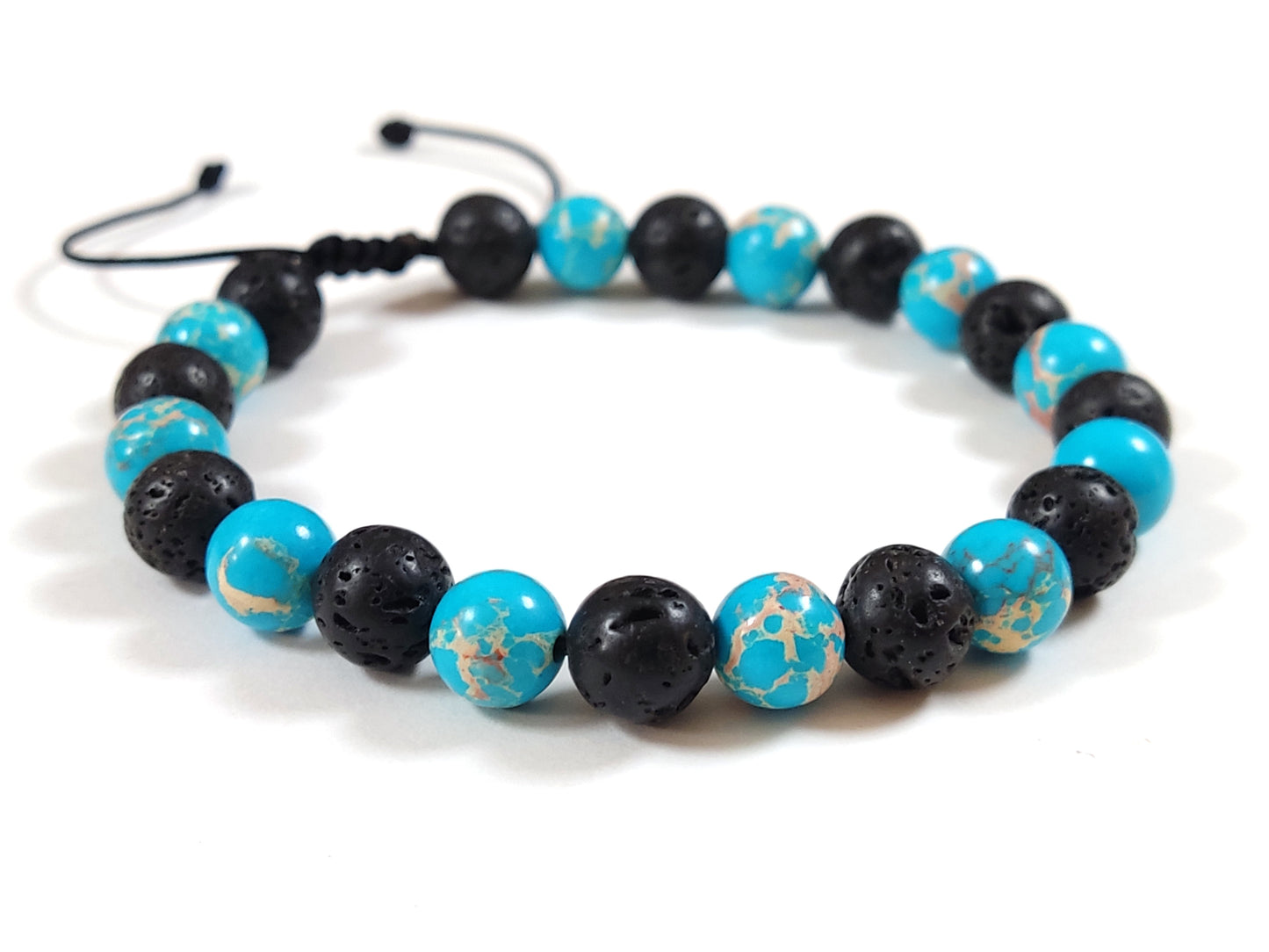 Lava Blue Agate Greek Bracelet