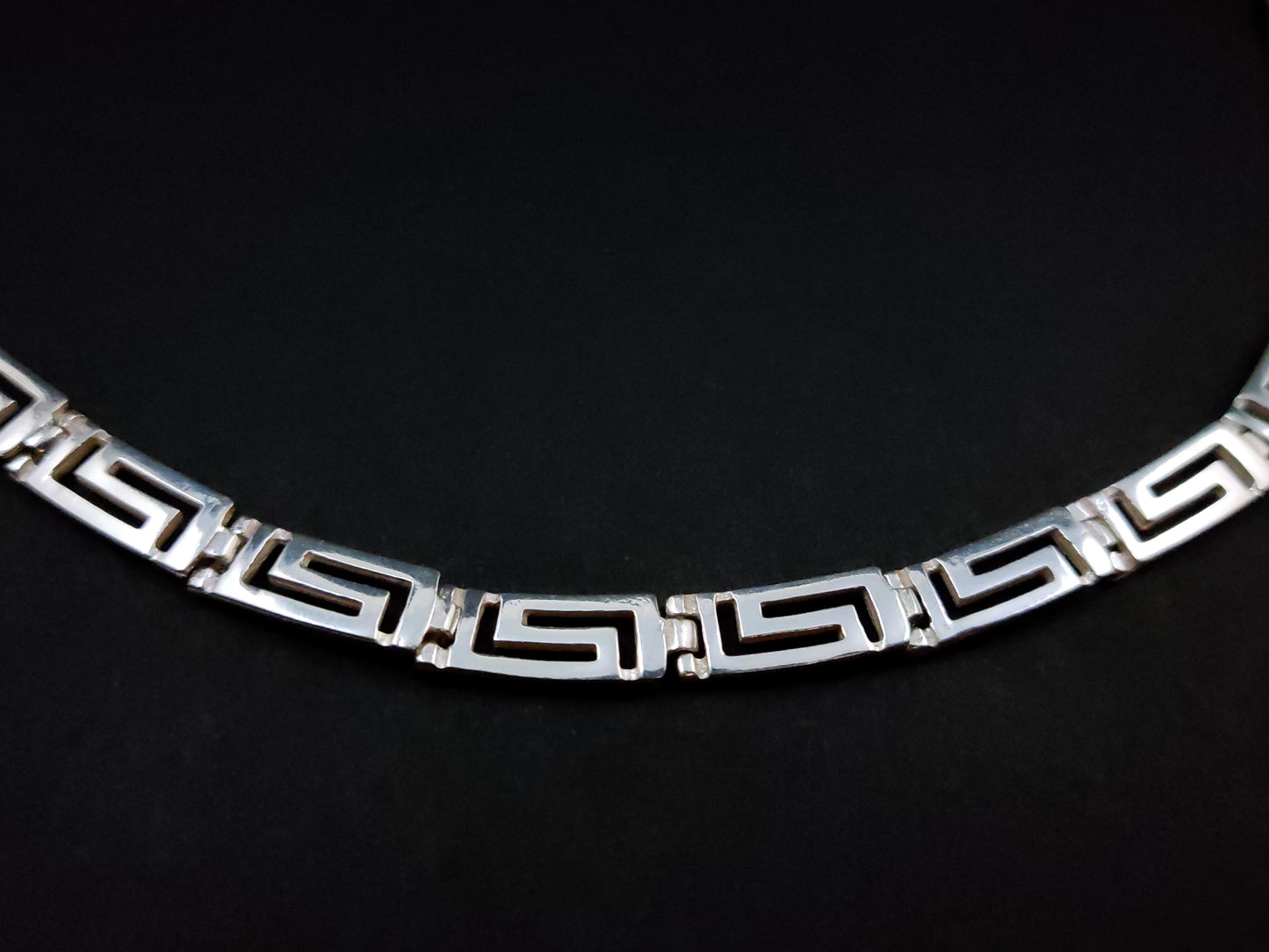 Greek Key Meander Silver Necklace 6mm