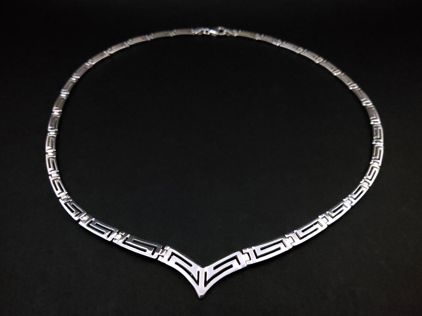 Greek Silver V Necklace