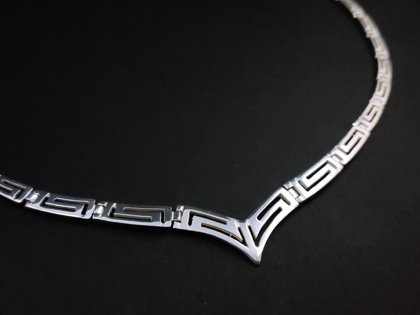 Greek Silver V Necklace