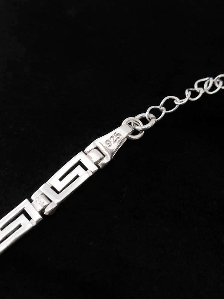 Sterling Silver Greek Key Bracelet – 925 Hallmarked, Made in Greece, 5mm Width