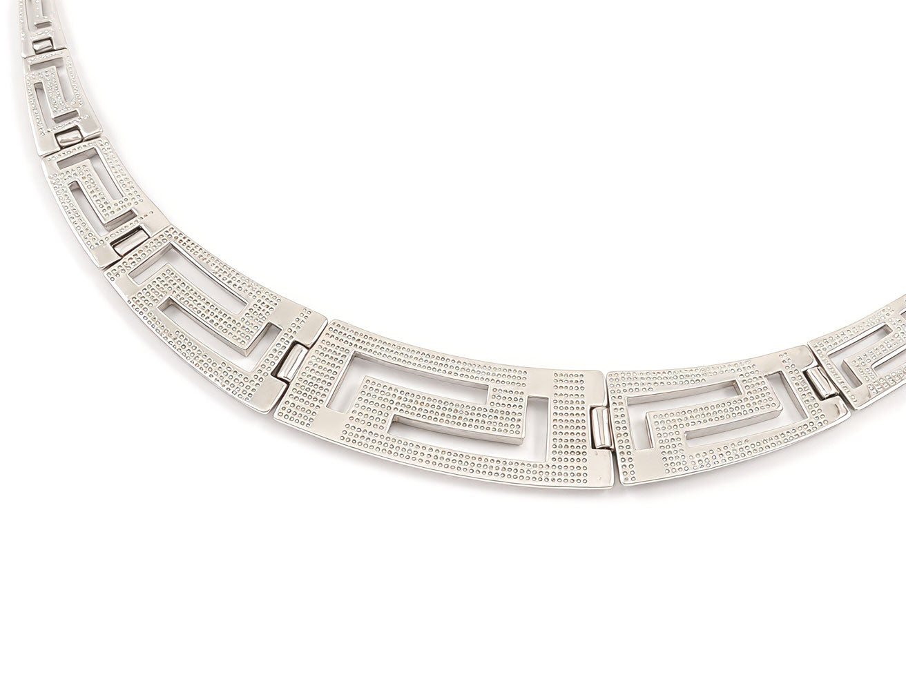 Sterling Silver 925 Greek Key Meander Gradual Necklace – Adjustable 45–50 cm