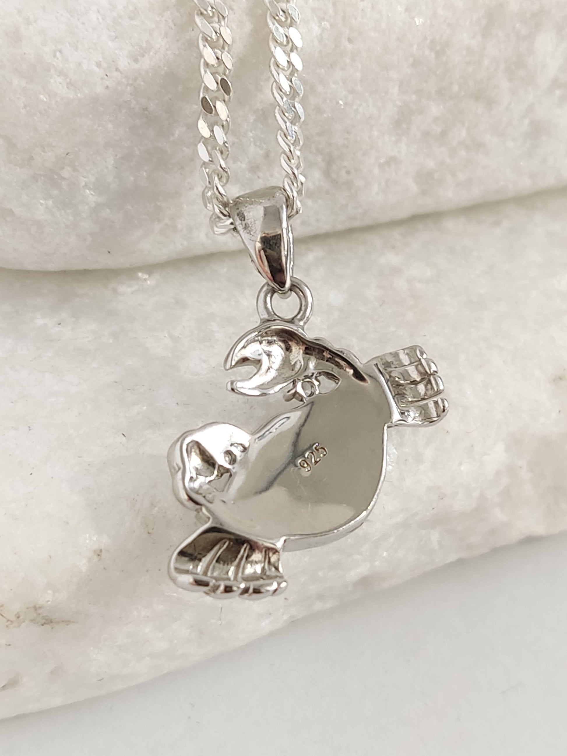 Hallmarked 925 silver crab pendant close up