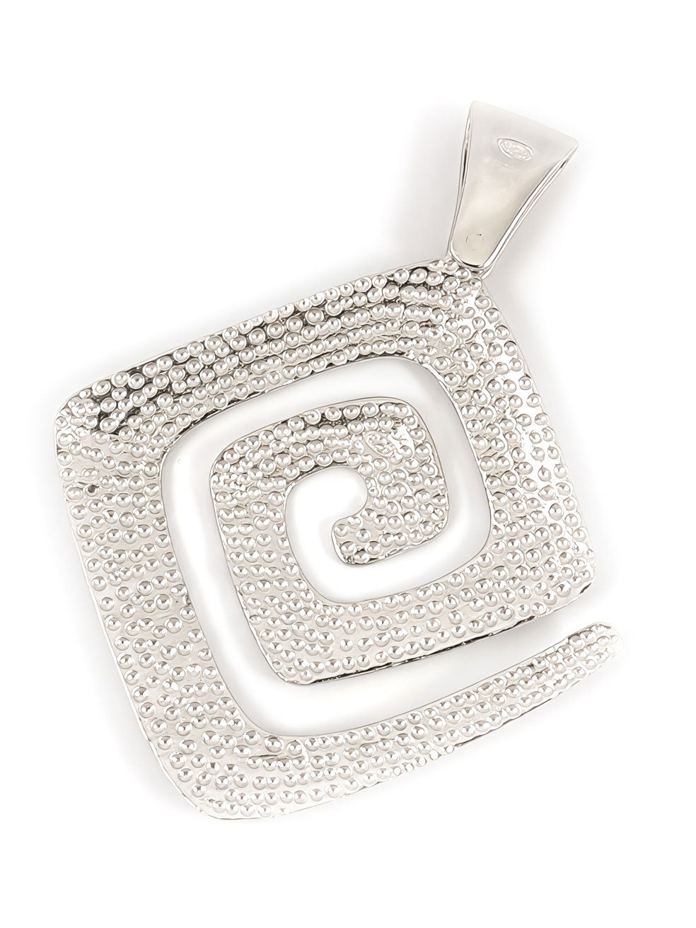 Solid silver 925 square pendant with textured hammered finish
