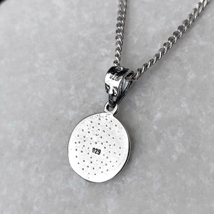 Greek vergina macedonia sun star silver pendant on chain from Greece.