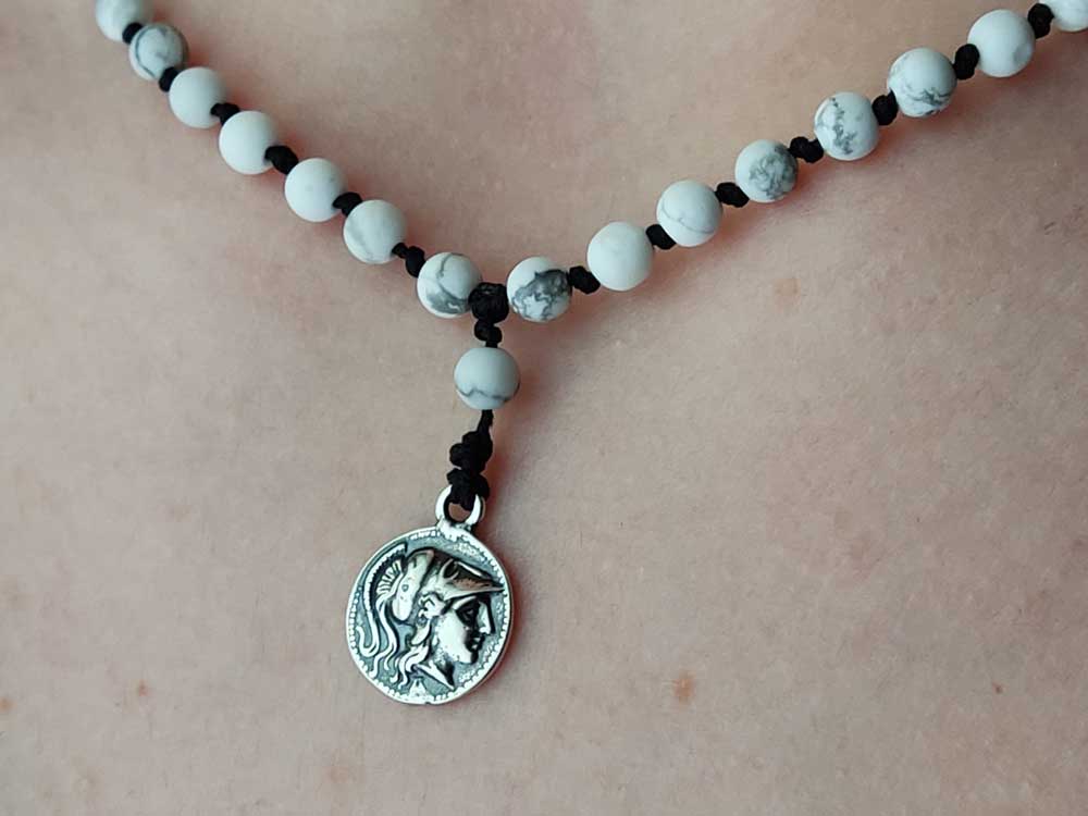 Greek Artisan Necklace: Goddess Athena Pendant in Sterling Silver
