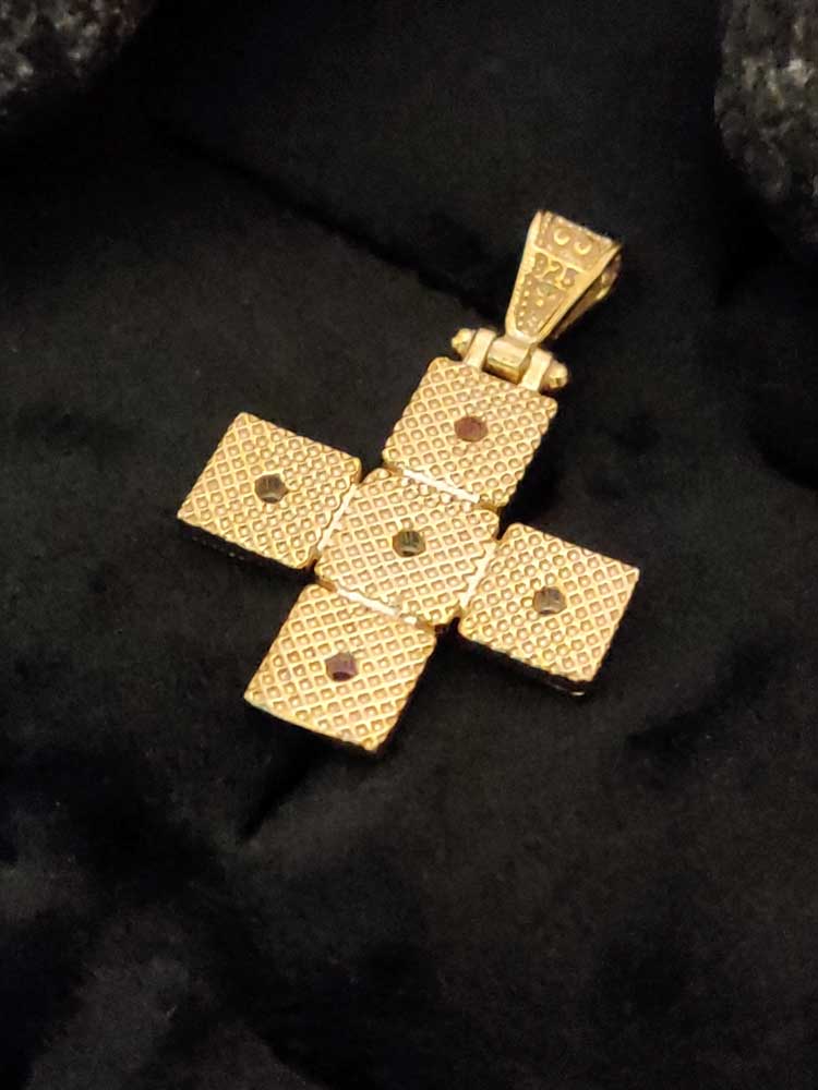 Greek Byzantine Gold Plated Silver Cross 18x18mm