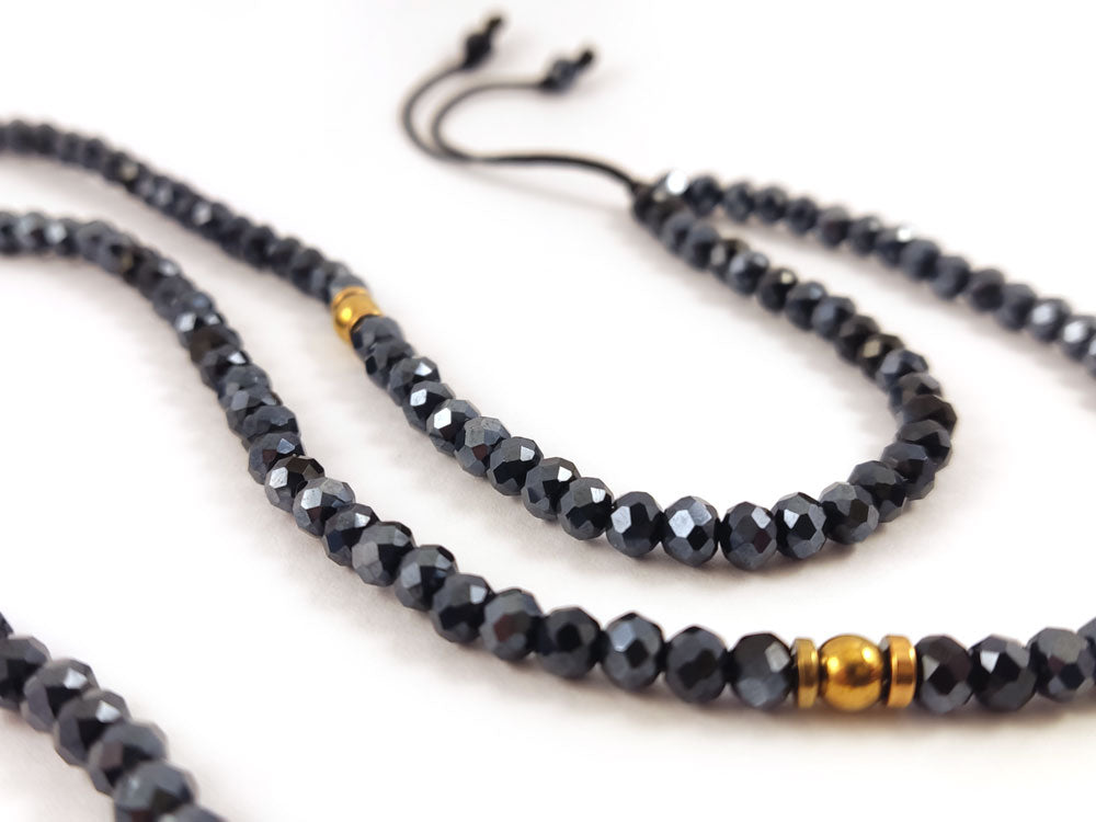 Black Crystal Evil Eye Long Necklace