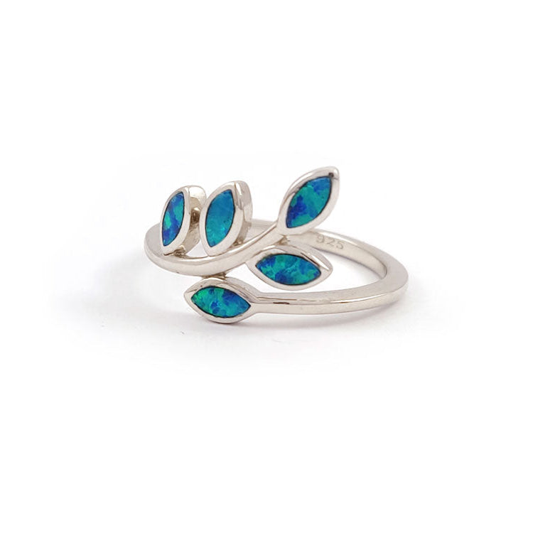 "Blue opal sterling silver ring inspired by Goddess Athena Greek jewelry"