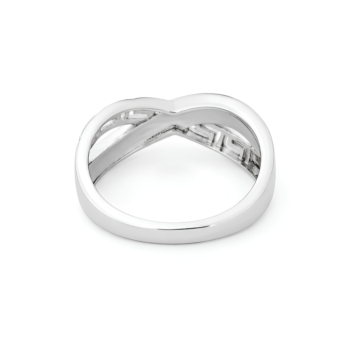 Blue opal Greek Key ring in Sterling Silver 925