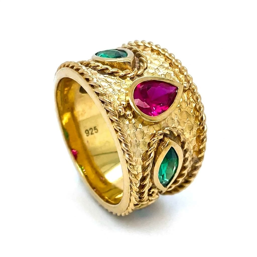 Authentic 925 Silver Greek Artisan Ring Close-Up