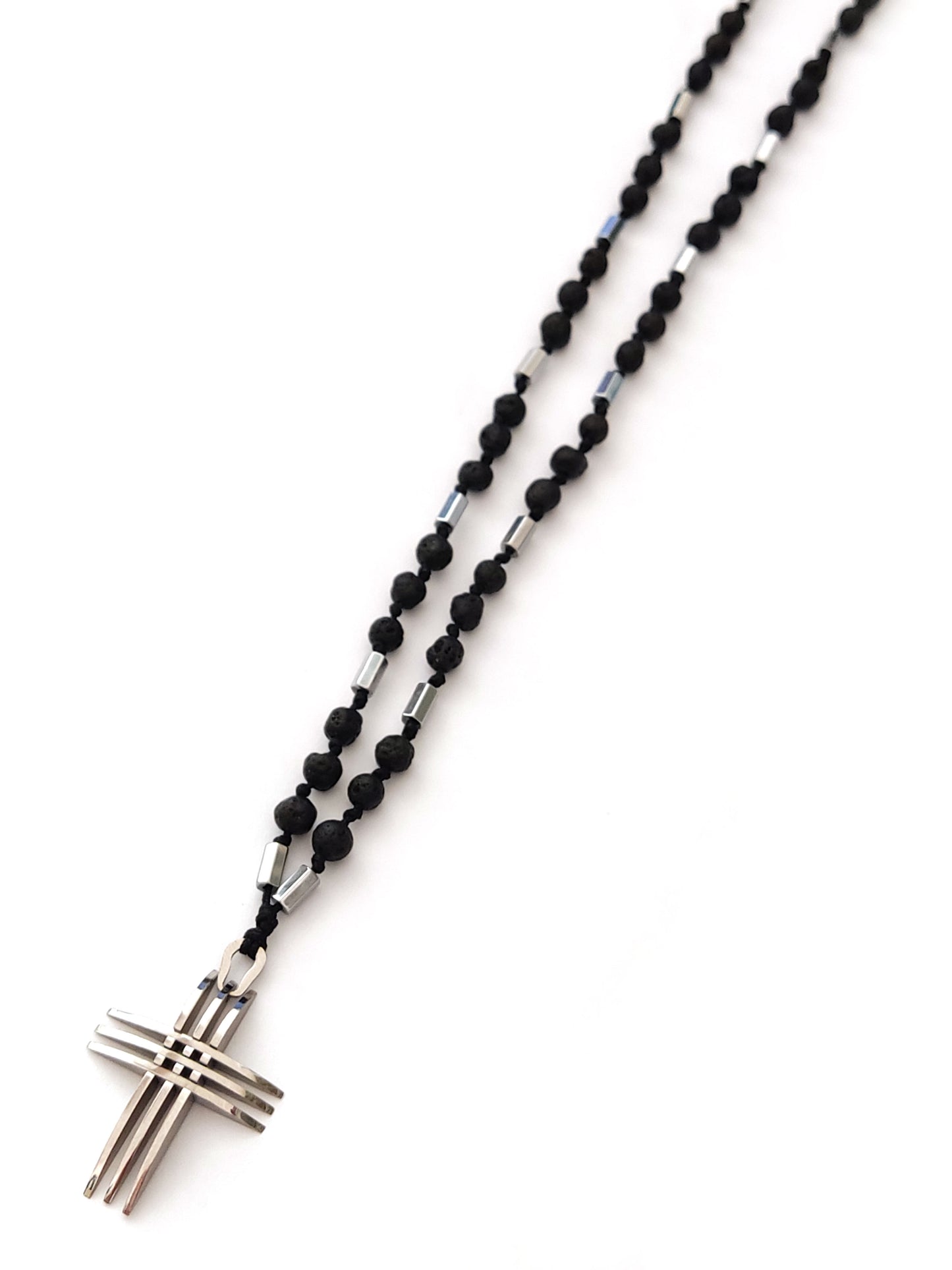 Kreuz-Lava-Halskette