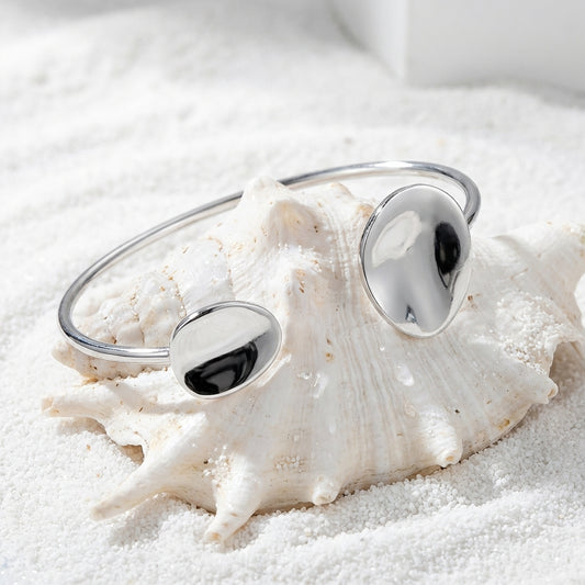 modern stainless steel cuff bracelet front view