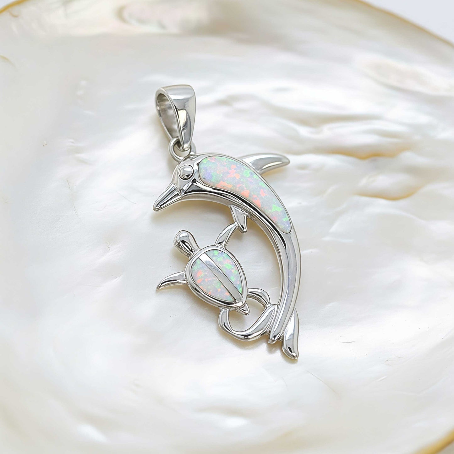 Greek mythology dolphin turtle jewelry in sterling silver