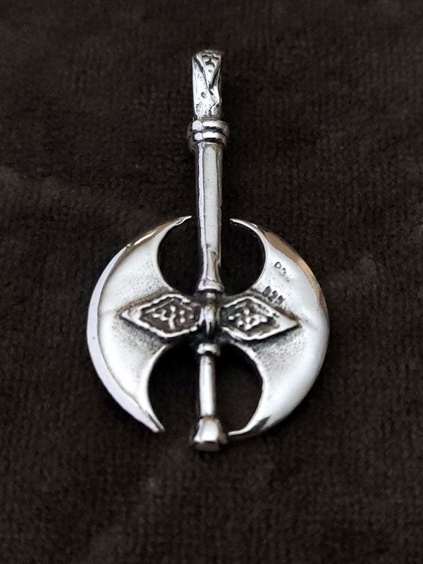 Greek Double Axe Labrys Silver Pendant 38x21mm