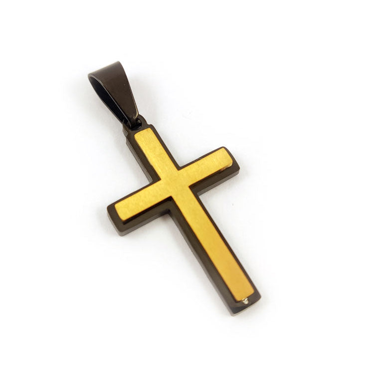 Hallmarked stainless steel cross pendant made in Greece