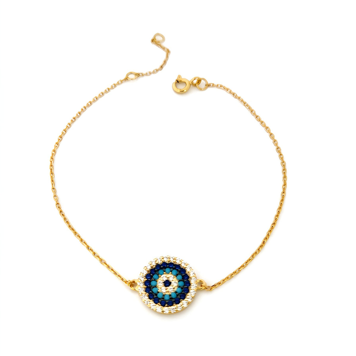 Adjustable Evil Eye bracelet in Sterling Silver 925 with cubic zirconia