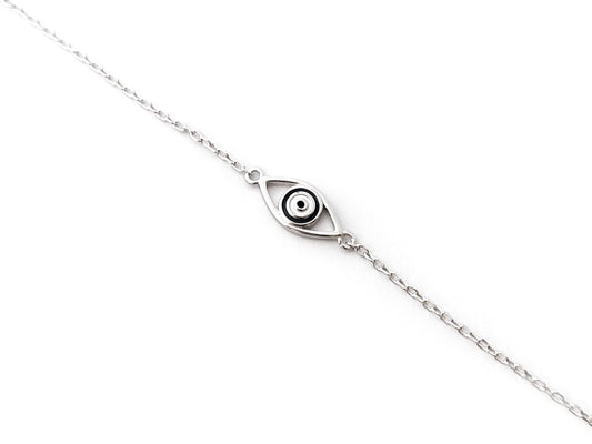 "Sterling silver 925 evil eye bracelet with blue enamel, handmade in Greece"

