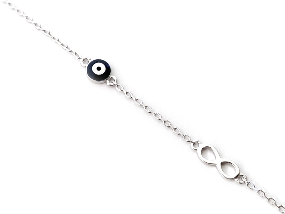Sterling silver 925 evil eye and infinity symbol bracelet handmade in Greece

