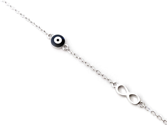 Sterling silver 925 evil eye and infinity symbol bracelet handmade in Greece

