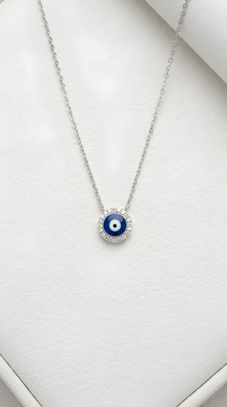 Evil Eye Fine Silver Necklace - Sterling Silver 925