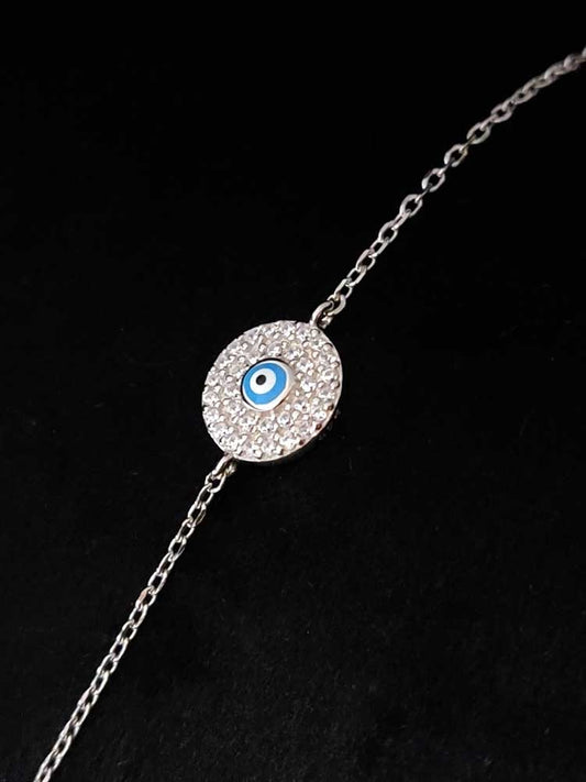 Sterling Silver 925 Evil Eye Nazar bracelet handmade in Greece