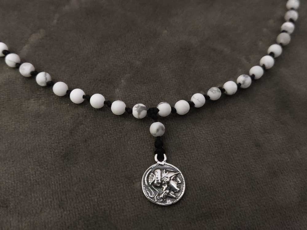Artisanal Sterling Silver Necklace Handmade in Greece with Athena Pendant