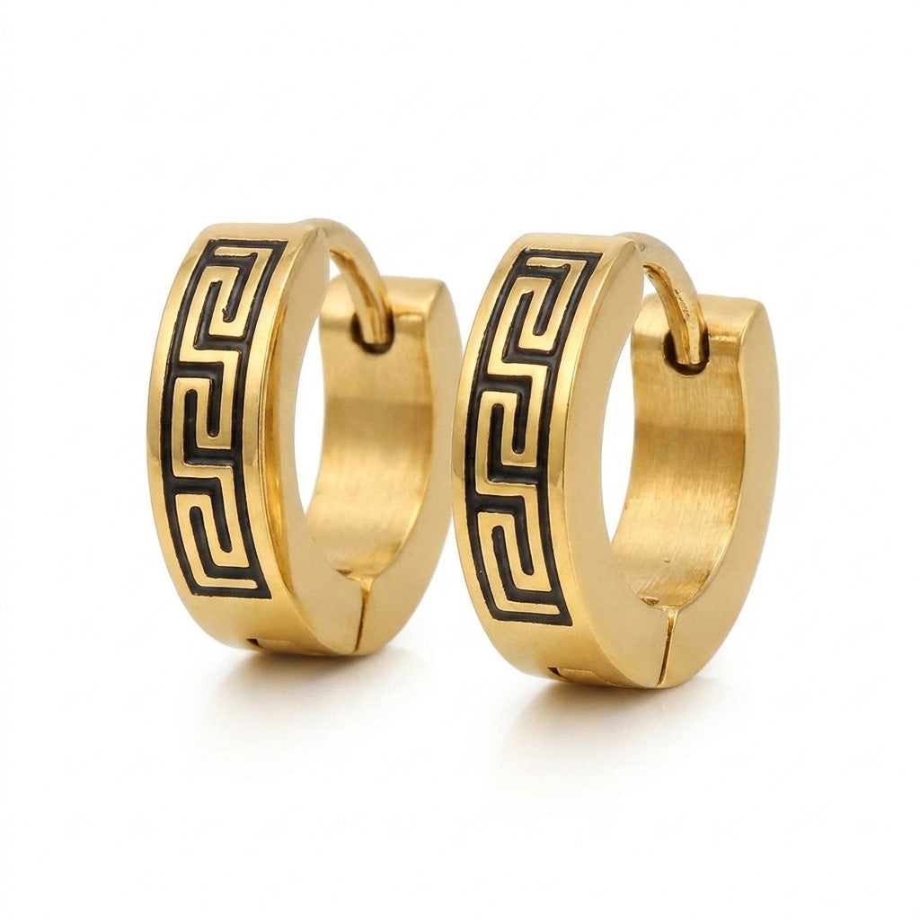 Minimalist gold hoop earrings Greek design