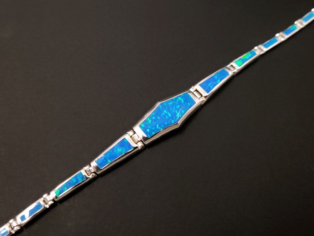 Bracelet progressif en argent et opale bleue