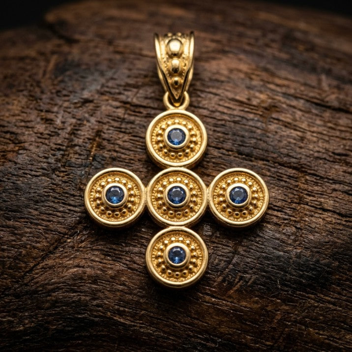 Handmade Byzantine cross gold plated silver