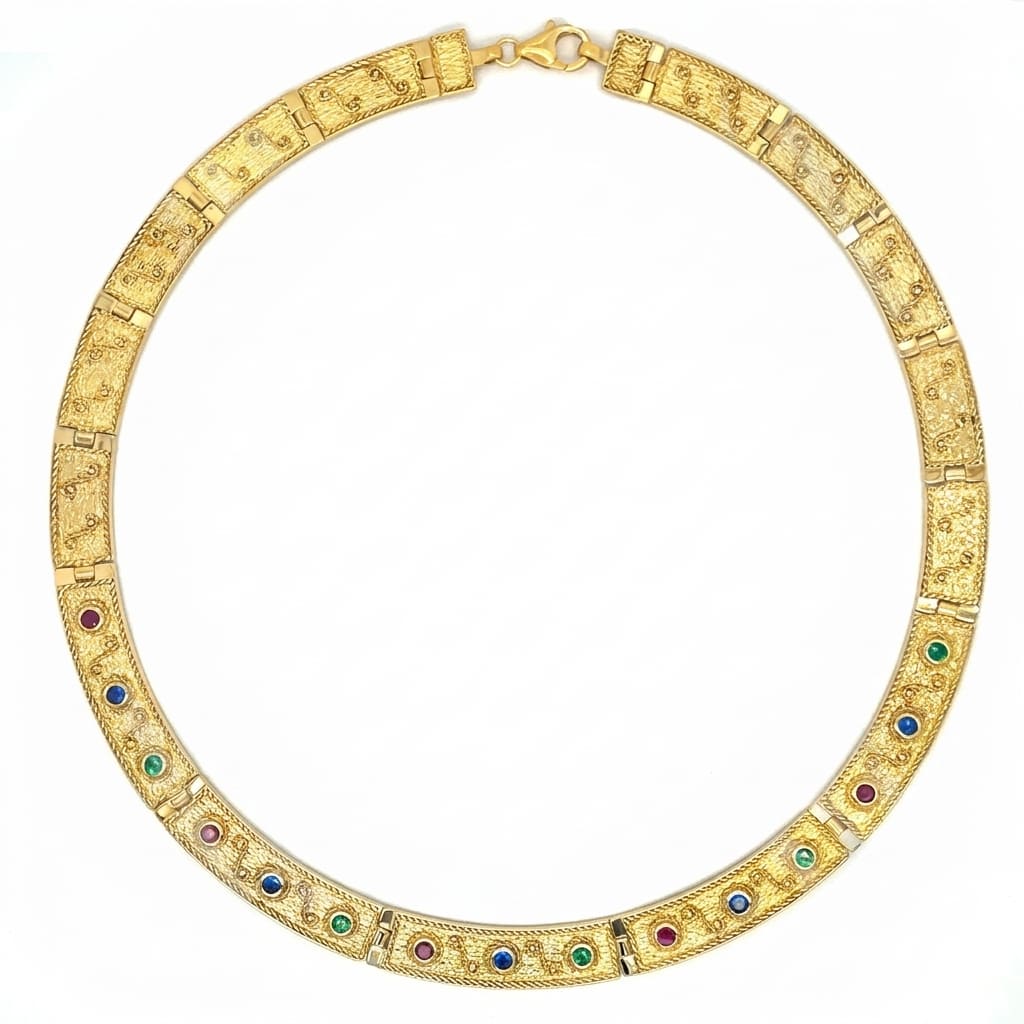 Elegant Byzantine Style Sterling Silver Necklace with Multicolor Cubic Zirconia