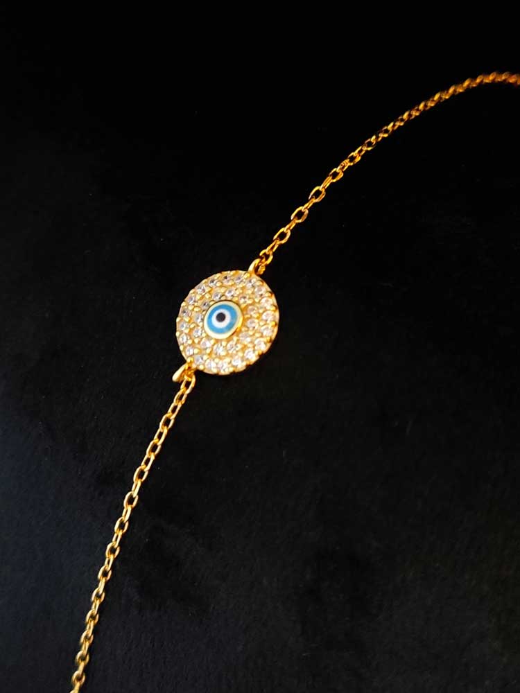 Handcrafted gold plated 925 silver evil eye bracelet – Greek design
