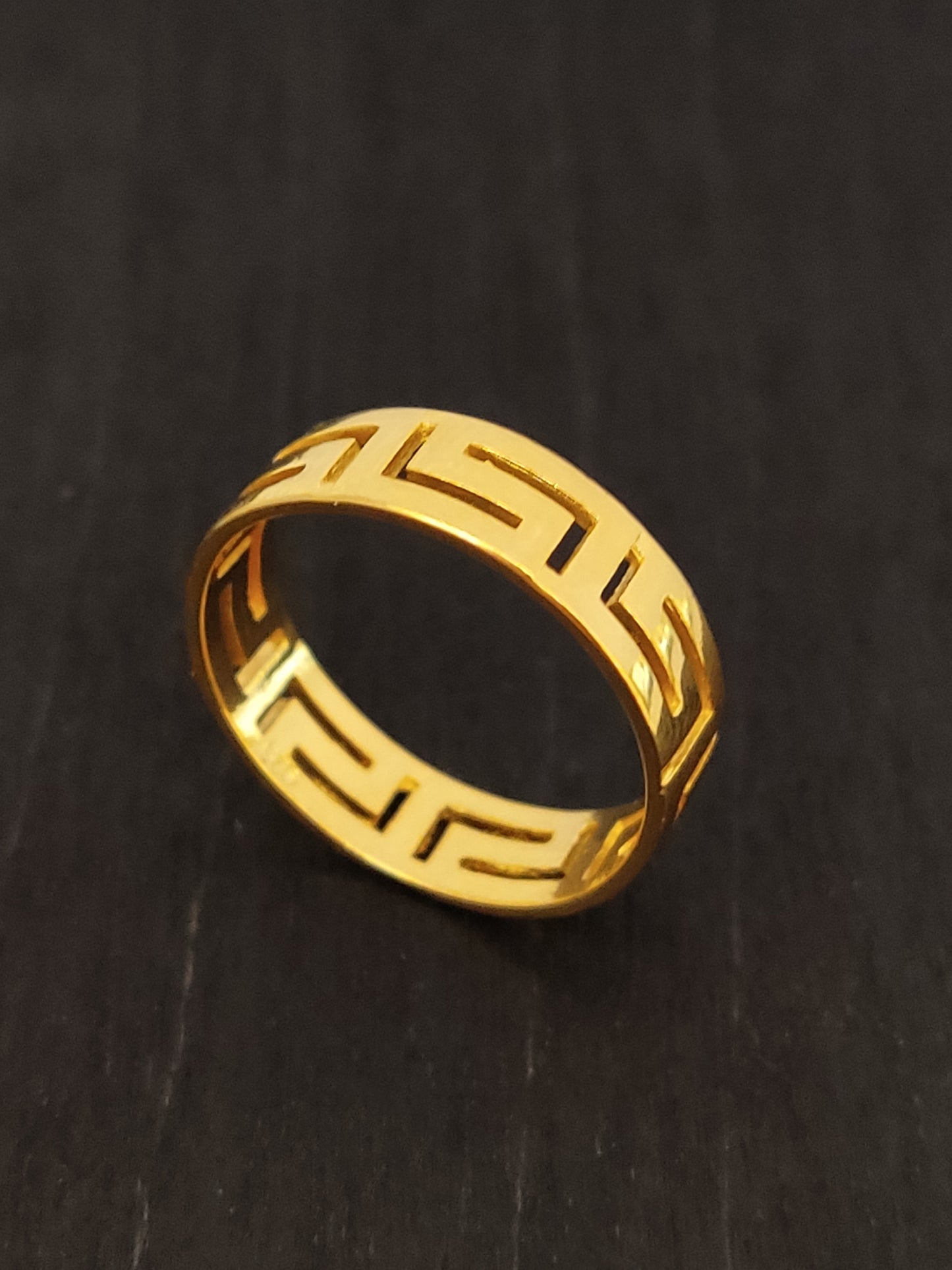 Greek Key Gold Plated Silver Ring 5mm