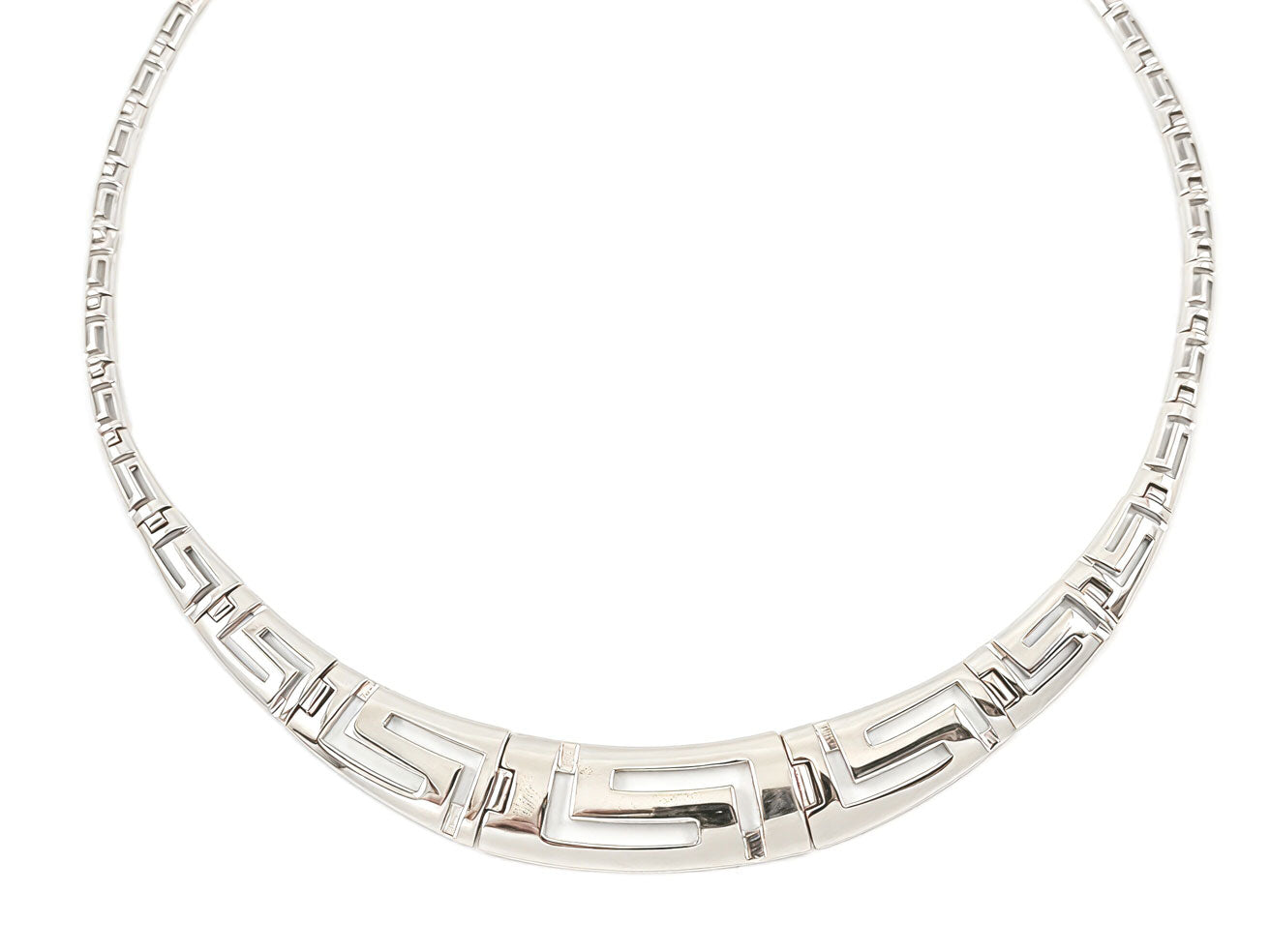 Sterling Silver 925 Greek Key Meander Gradual Necklace – Adjustable 45–50 cm