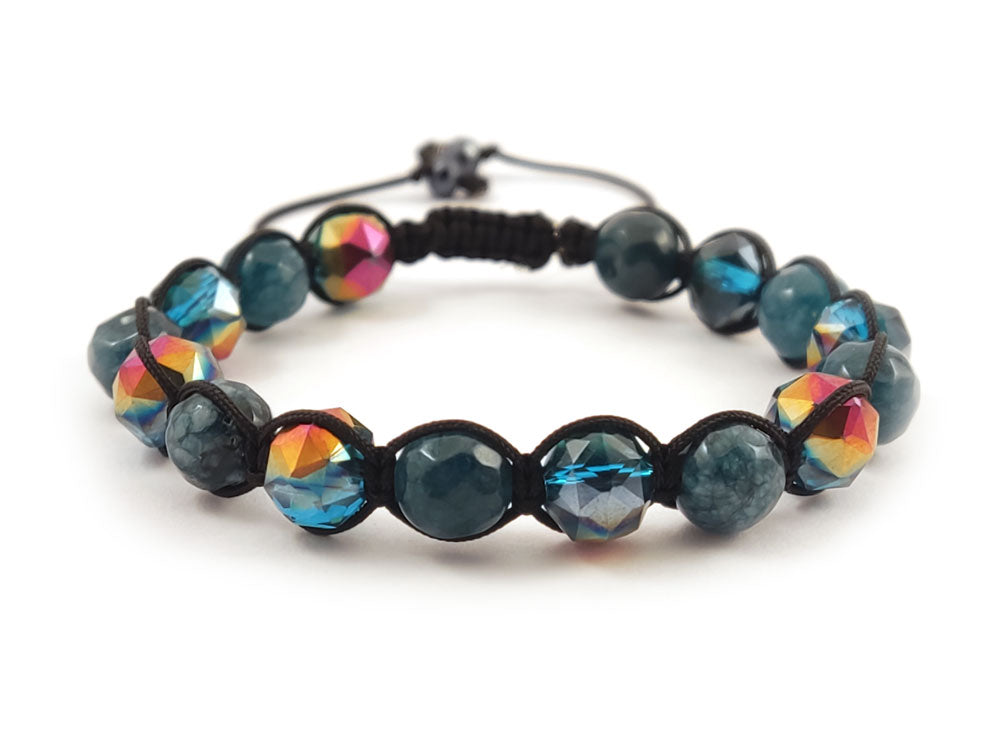 Adjustable green jade crystal bracelet made in Greece