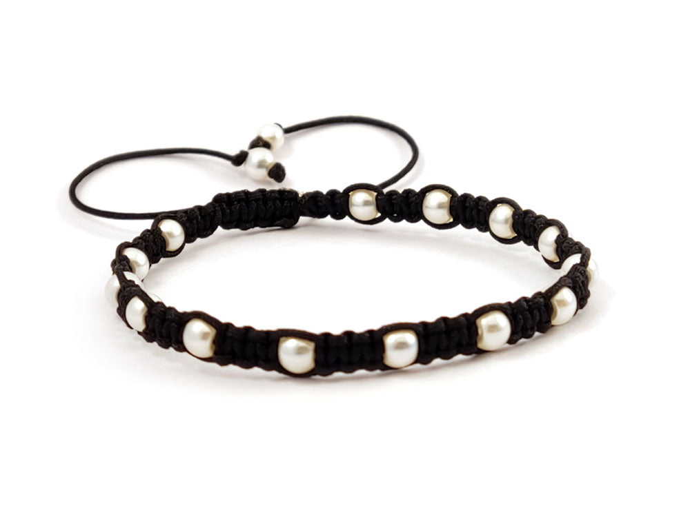 Natural freshwater pearl bracelet with black cord