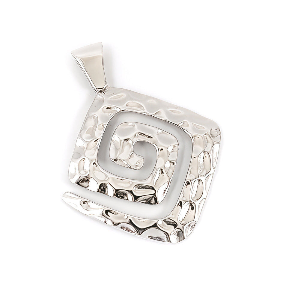 Sterling silver 925 hammered pendant with Greek spiral infinity design