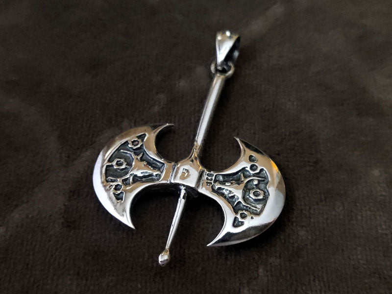 Greek Double Axe Labrys Big Silver Pendant 45x33mm